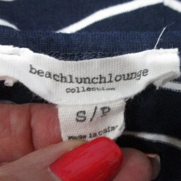Beach Lunch Lounge Nautical Stripe Short Sleeve Shift Dress - Picture 6 of 6